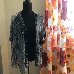 Blue and white kimono sweater